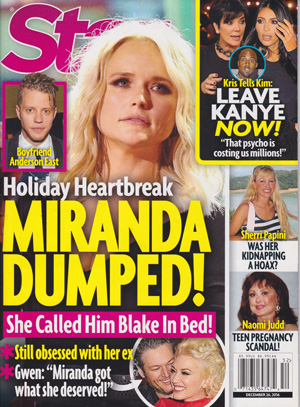 Illustration for article titled This Week In Tabloids: Miranda Lambert's Boyfriend Dumped Her Because She Called Him Blake in Bed